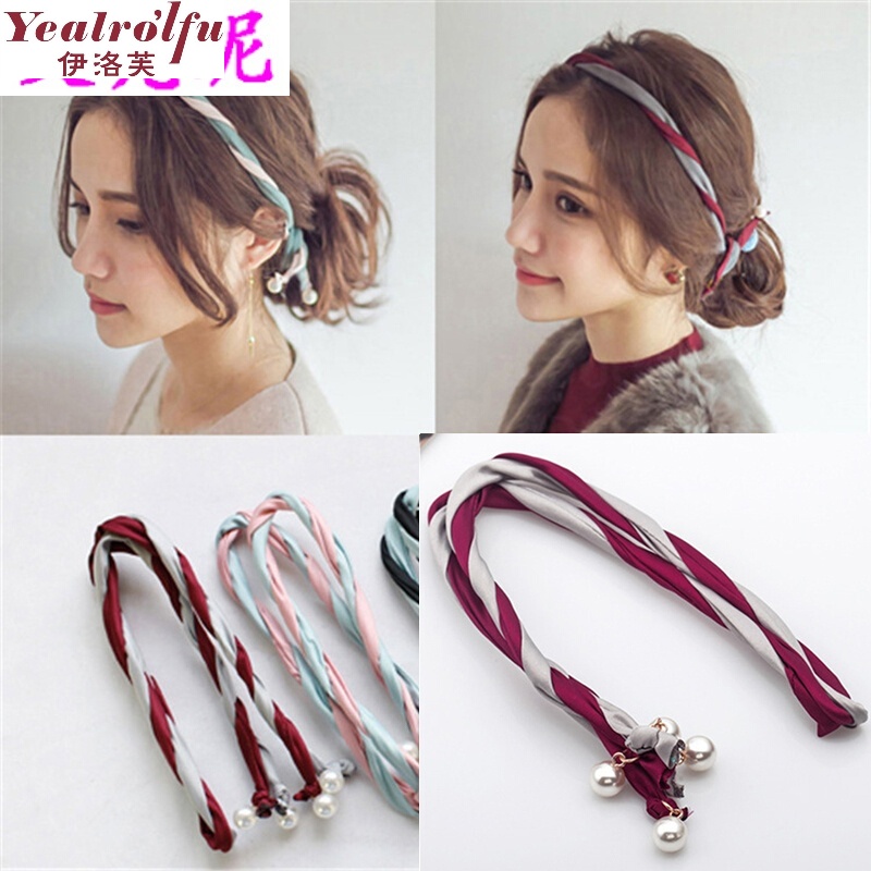 伊洛芙韩国新款头箍发箍日韩百变个性彩色发带组合花朵盘发器发饰韩版头饰