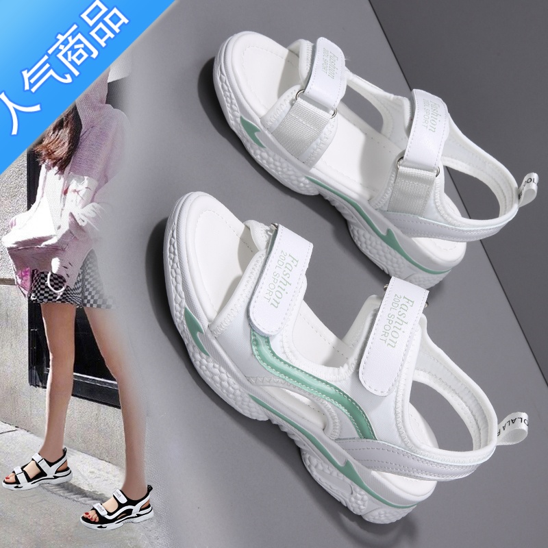 SUNTEK运动凉鞋女大码41一43夏季休闲沙滩鞋2023新款磨术贴学生凉鞋