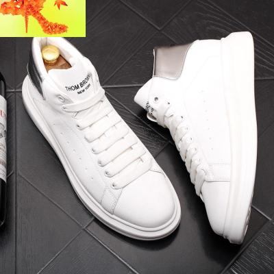 新款男士高帮板鞋厚底内增高休闲鞋时尚白色中邦男鞋透气短皮靴子简畅