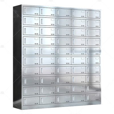 悦山不锈钢餐盘柜食堂员工多门储物柜201不锈钢50门磁吸锁YSOA11FO50MP201C