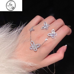 JiMiS925银银幻影蝴蝶项链女款闪钻轻奢高级精致锁骨链生日礼物送女友 S925银幻影蝴蝶项链毛绒礼盒