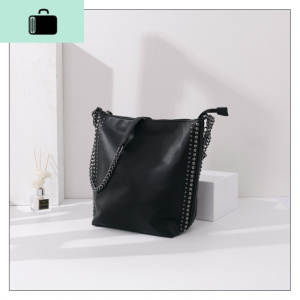包包女2020新款时尚百搭大容量托特包ins洋气铆钉潮流单肩斜挎包NEW LAKE 黑色(两条带子)送礼品袋女士单肩包 黑色（两条带子）送礼品袋