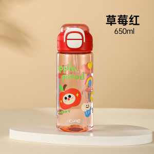 希乐Cille儿童650ml吸管杯大容量Tritan运动水杯中小学生一盖双饮塑料杯子 户外水具户外水壶/水瓶/水杯