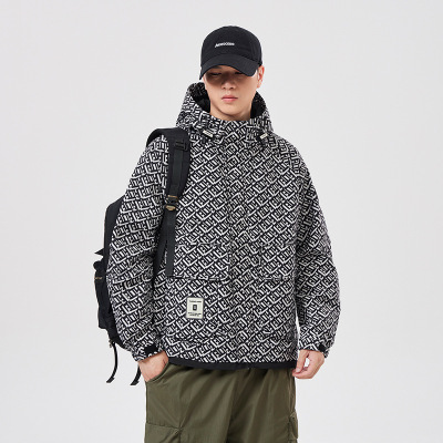 秋冬新款男装防风冲锋衣拉链夹克外套连帽潮牌上衣休闲工装潮ins