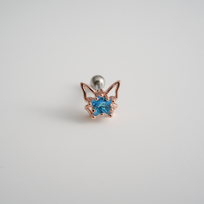 蓝色星星蝴蝶精致2022新款耳骨钉螺丝拧耳钉钛合金送女朋友老婆情人节七夕生日礼物