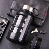 家柏饰(CORATED)玻璃杯超大容量双层茶水分离水杯男泡茶杯便携大号防摔杯子1000ml 塑玻杯大容量700ml-黑色