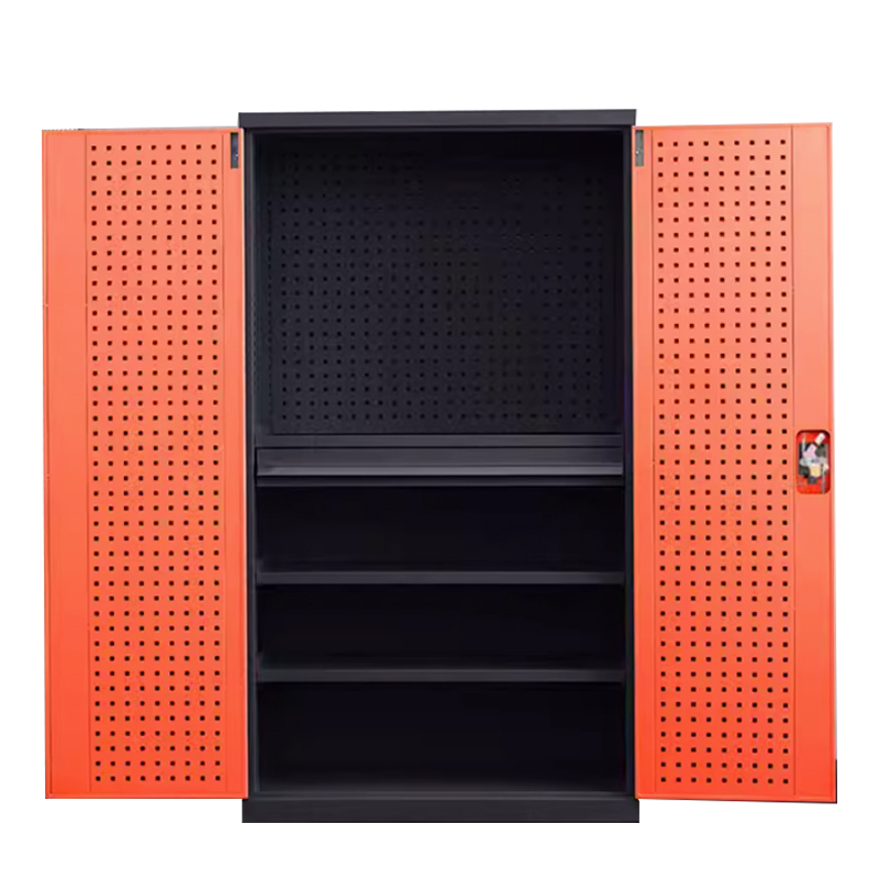 鑫升顺重型工具柜加厚物件工具储物柜工厂铁皮柜汽修厂零件收纳柜橘色四层一抽带挂板