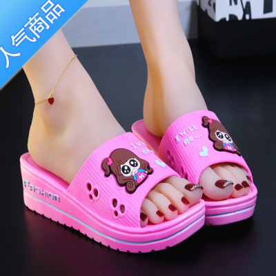 SUNTEK厚底一字拖女夏季外穿2021新款海边沙滩松糕鞋时尚外出凉拖女鞋潮