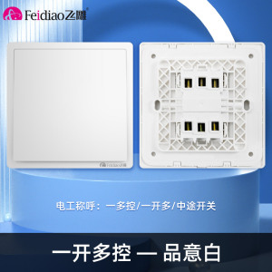 飞雕(FEIDIAO)开关插座 86型家用暗装超大面板 品意系列电源墙壁开关面板 品意白一开多控