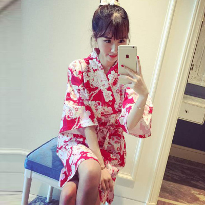 SleepyBear日本睡衣女士春秋季长袖日式和服睡衣浴袍睡裙印花汗蒸家居服