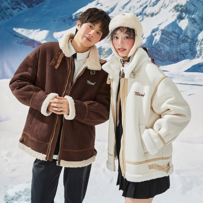 [3件8.5折169.9元,叠加优惠券]唐狮冬季新款情侣厚外套冬装仿麂皮绒外套男女仿羊羔绒情侣装