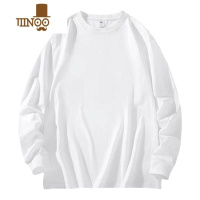 YANXU220g长袖t恤男女宽松卫衣纯色圆领白色百搭打底衫男