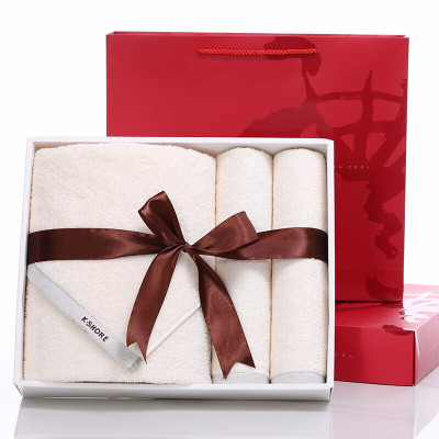 金号 1667/3667纯棉毛巾浴巾礼盒三件套商务团购礼品回礼公司年会礼品