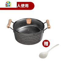 封后日式汤锅家用燃气双耳电磁炉不粘锅大拉面锅煲汤炖锅 FENG [24CM]—[合金]—[4L]—[蒸架]