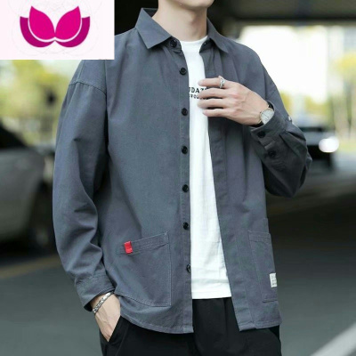 七斓新款痞帅男工装夹克潮流百搭休闲ins港风宽松长袖衬衫外套