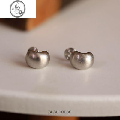 JiMi高级感拉丝银色豆豆耳夹无耳洞女蚊香盘无痛耳饰通勤简约耳钉气质