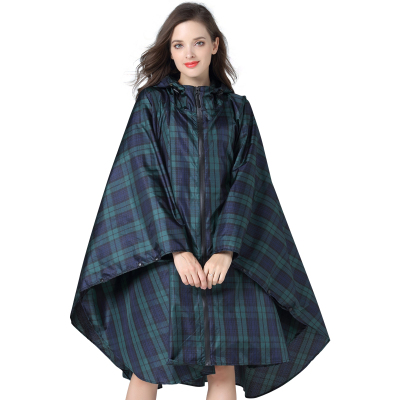 时尚成人格子控男女情侣斗篷雨衣雨披轻薄大码旅游户外骑车风衣绿格子斗篷（均码）L绿格子斗篷均码