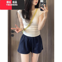 YIBUSHENG美式运动短裤女2024年新款季小个子抽绳休闲卫裤阔腿a字热裤子