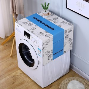 北欧简约棉麻冰箱罩防水盖布单双开冰箱巾洗衣机防尘罩微波炉罩 幸福-粹 40*170cm(电视柜餐边柜鞋柜)