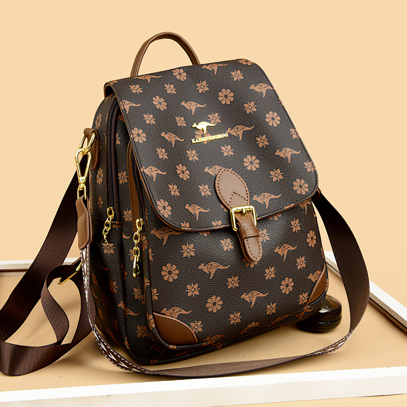 女包时尚双肩包大气中年女士休闲大容量多隔层旅行包