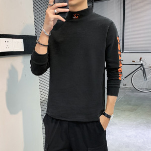 男士长袖T恤德绒秋冬季日系潮牌青少年百搭打底衫半高领衣服