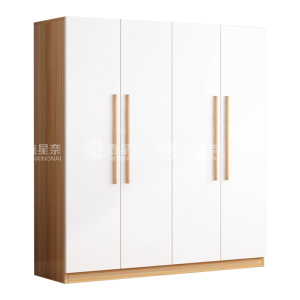 鑫星奈XXN4022329简约木质衣柜四门衣柜衣服收纳柜 浅胡桃白门