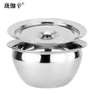 珑伽辛 不锈钢加厚带盖油鼓油盆 10英寸/个