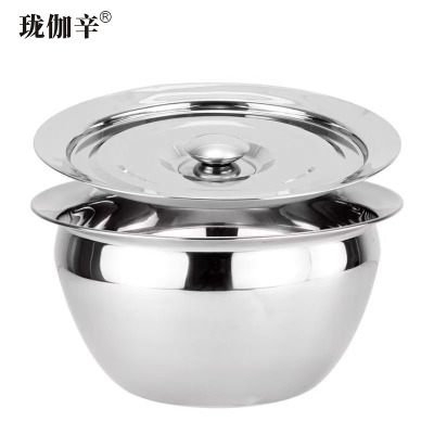 珑伽辛 不锈钢加厚带盖油鼓油盆 10英寸/个