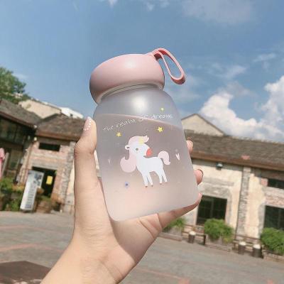 水具水杯迷你玻璃杯便携水杯女可爱小巧ins风少女茶杯子简约清新森系透明蓝+隔热杯套