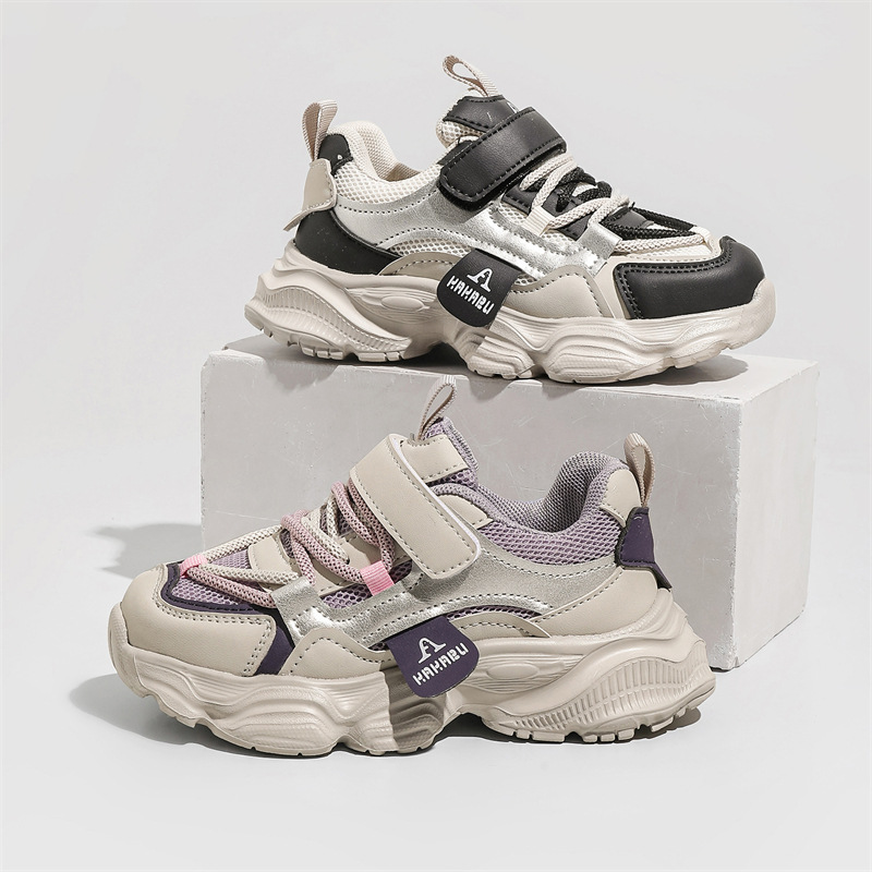 儿童运动鞋2026年春季新款双网透气老爹鞋时尚跑步鞋男女童鞋