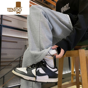 YANXU冬季加绒加厚直筒休闲裤男潮牌羔绒百搭帅气青少年运动潮流裤子