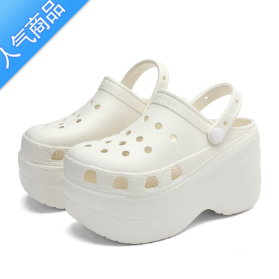 SUNTEK2023夏季新款十厘米超高跟厚底洞洞鞋增高外穿时尚女士沙滩松糕鞋