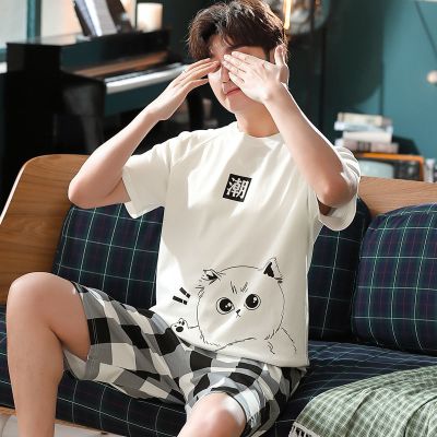 叶莎倩睡衣男夏季短袖薄款青少年初中学生卡通夏天家居服套装