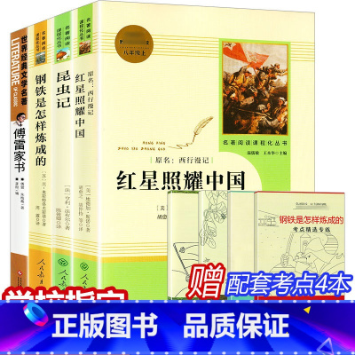 八年级上下册 昆虫+红星+钢铁+傅雷[全套4册送考点] [正版]全套4册昆虫记红星照耀中国钢铁是怎样炼成的和傅雷家书初中