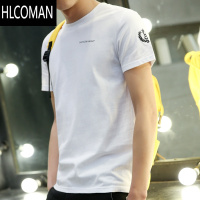 HLCOMAN男装潮流男士短袖t恤潮牌半袖白色体恤夏季上衣服长袖打底衫