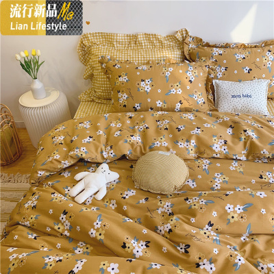 网红款小碎花清新四件套棉棉床上用品宿舍床单三件套儿童被套 三维工匠