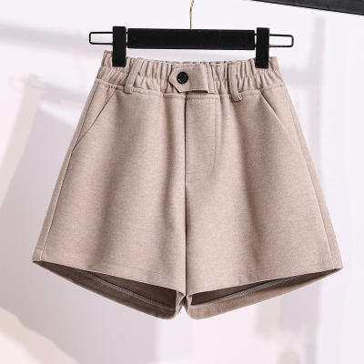 语娄大码女装春秋新款胖mm裤子显瘦宽松松紧腰毛呢短裤外穿打底靴裤潮2021大码女装