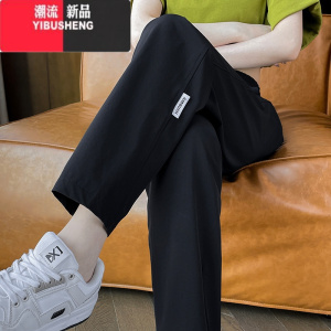 YIBUSHENG冰丝裤女季薄款哈伦女裤2024新款天九分防晒休闲萝卜裤子