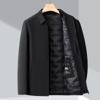 冬季新款轻薄白鸭绒羽绒服男士翻领中年行政夹克男装商务轻奢外套