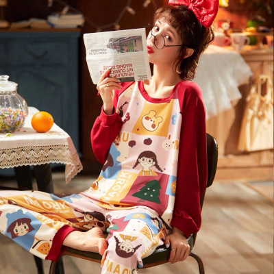 南极人秋冬睡衣女纯棉舒适休闲可爱卡通春秋季可外穿家居服加大码