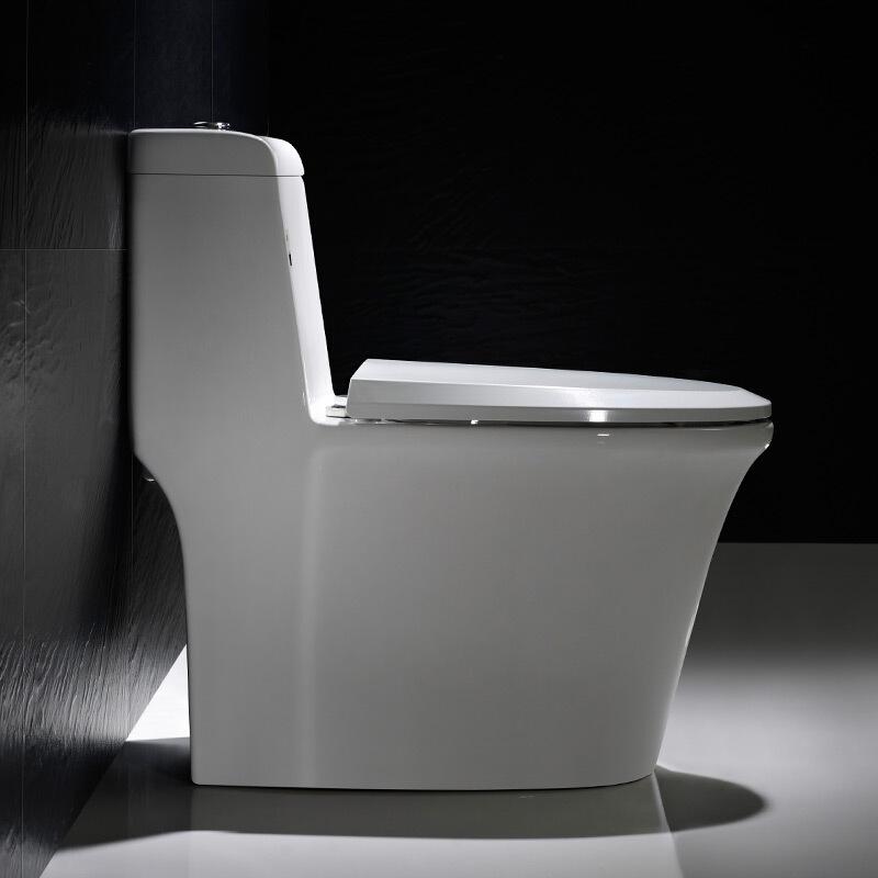 马桶双孔漩冲式虹吸式坐便器防臭防溅连体座便器白色脲醛盖板波迷娜