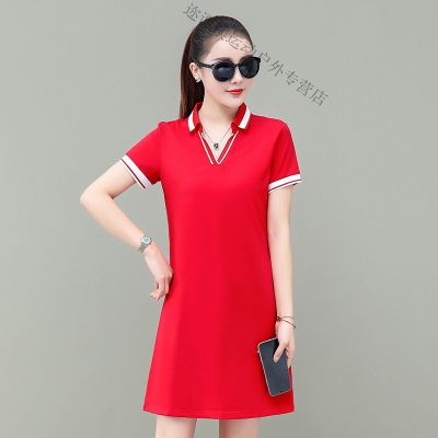 珂卡慕(KEKAMU)设计师轻奢品质品牌女装潮牌夏装中长款连衣裙女2020夏季新款韩版洋气休闲风短袖收腰显瘦T恤A