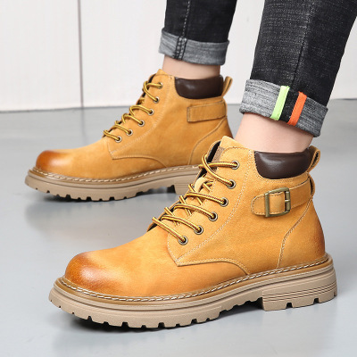 马丁靴男士潮款秋季真皮户外登山徒步大靴高帮复古英伦工装靴子