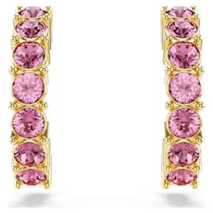施华洛世奇(SWAROVSKI)迷你 hoop 耳钉女款金 tone 铂镶粉色水晶