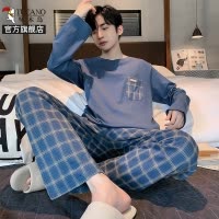 啄木鸟睡衣男士可外穿2025新款春纯棉宽松中老年薄款家居服套装