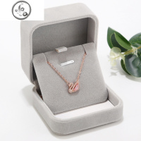 925纯银粉色天鹅项链女简约小众设计网红ins锁骨链闺蜜女友潮 JiMi