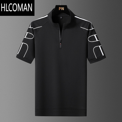 HLCOMAN男士短袖t恤速干上衣翻领专业健身跑步训练衣服半袖运动polo衫潮