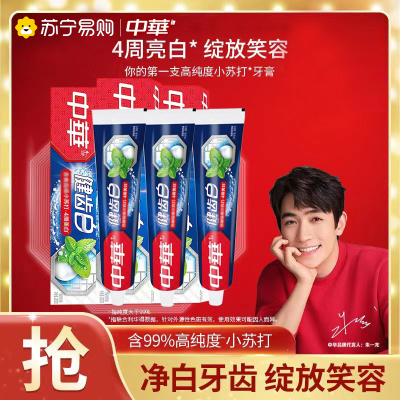中华健齿白牙膏200g去渍薄荷果香味家庭实惠装口气清新