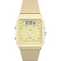 Timex/天美时石英指针数字腕表复古金标黑盘自动储能中性款欧美潮