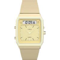 Timex/天美时石英指针数字腕表复古金标黑盘自动储能中性款欧美潮
